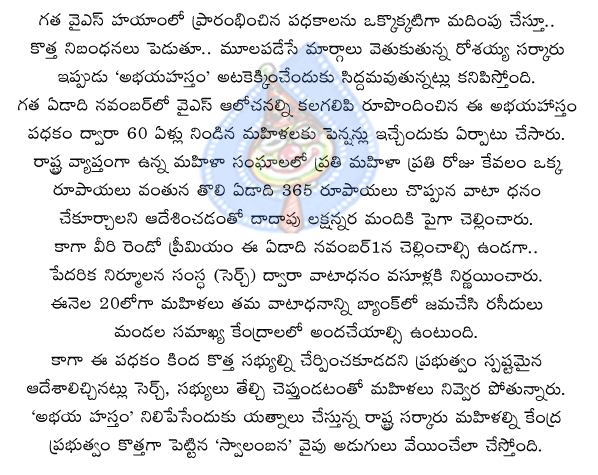 ys rajashekhar reddy,congress,rosaiah,sonia,abaya hastam,swalambana